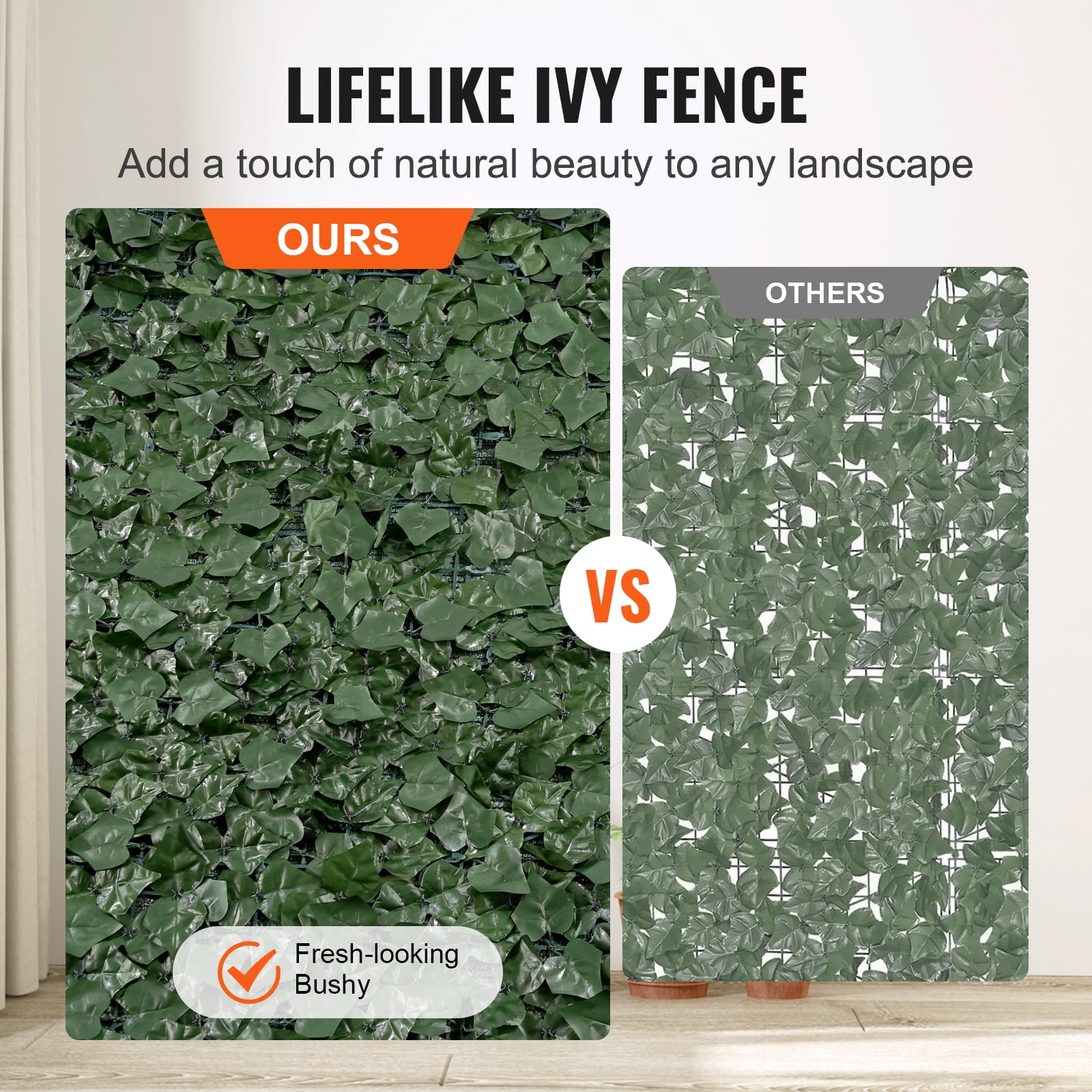 KFFKFF 39"x158" Artificial Faux Ivy Leaf Fence Screen with Mesh Cloth Backing