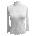 thumbnail image 2 of Fznquz White Plus Size Blouses for Women Casual Long Sleeve Lace Top Mock Neck Party Club Night Mesh Womens Clothing S, 2 of 4