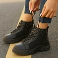 thumbnail image 6 of Bnwani Boots for Women Fashion Toe Thick Wedge Ankle Casual Solid Splicing Boot Black Size 5.5, 6 of 9