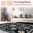 thumbnail image 2 of ODIKA 4'x6' Machine Washable Non-Slip Area Rug, Sophisticated Vintage Floral Medallion with Curvilinear Details High Traffic Rug with Pad, Black, 455840, 2 of 8