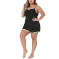thumbnail image 4 of Agnes Orinda Women's Plus Size Valentines Day Pajama Set Contrast Color Cami Strap Lace Trim Sleeveless Sleepwear 2X Black, 4 of 6