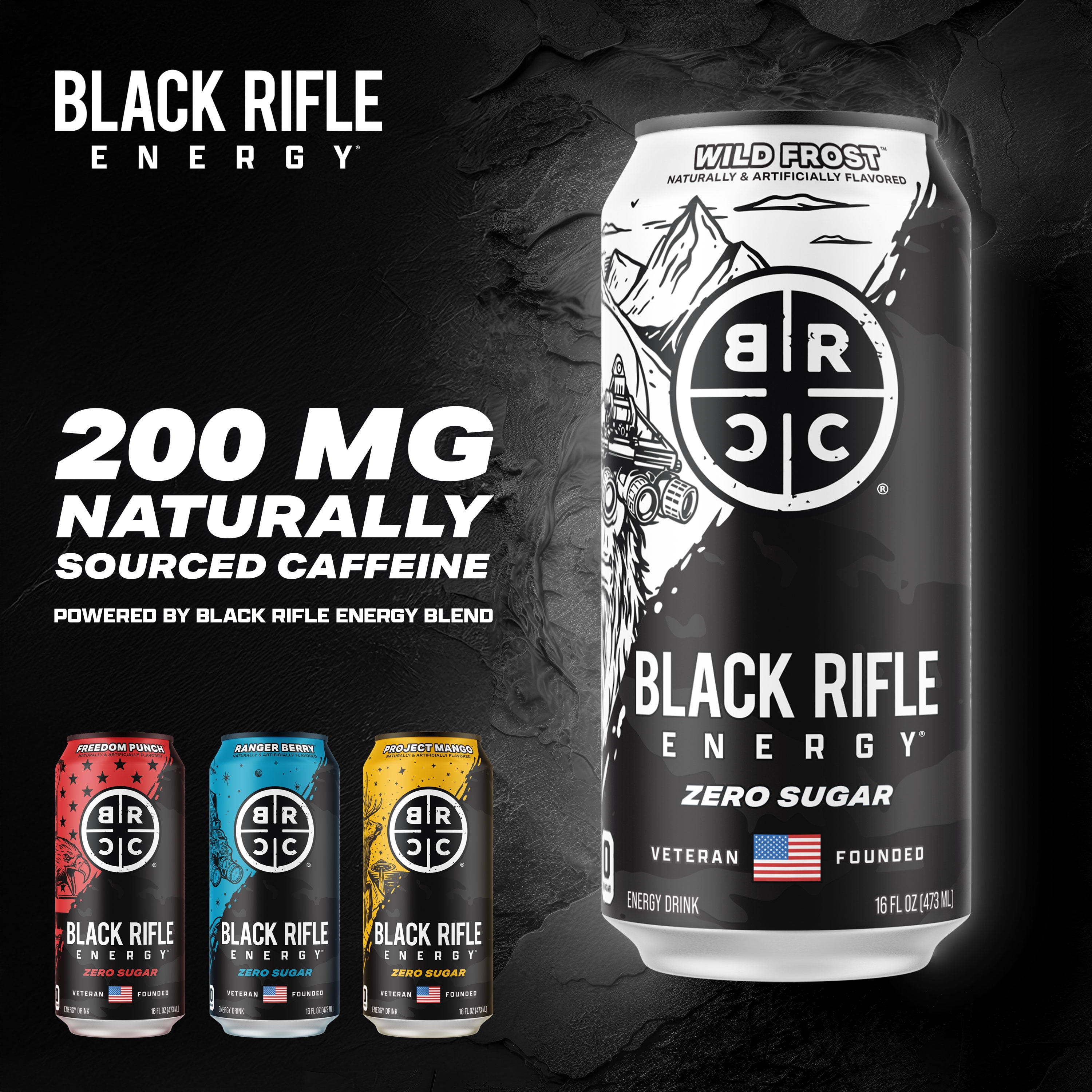 Black Rifle Energy Wild Frost Zero Sugar Energy Drink, 200mg
