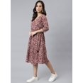 thumbnail image 5 of Janasya Indian Women's Maroon Cotton Floral Print Angrakha Western Dress, 5 of 8