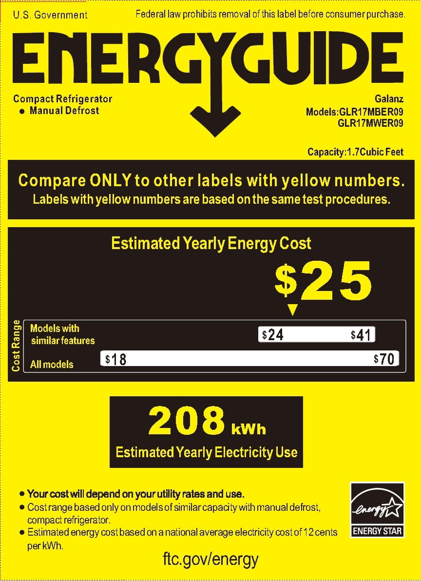 galanz 1.7 mini fridge manual