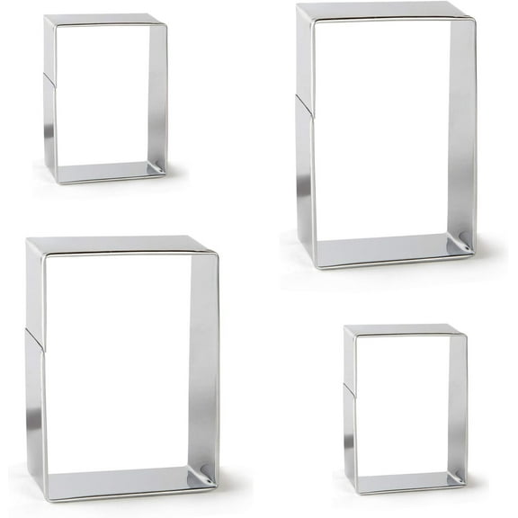 Bakerpan Stainless Steel Rectangle Cookie Cutter Set, Biscuit Cutters for Baking 2 Inch & 3 Inch