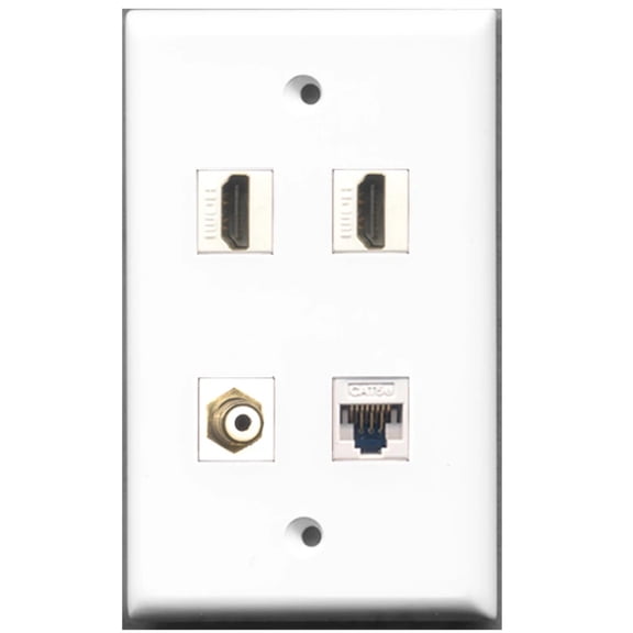 Ultra Spec Cables 2 Port HDMI 1 Port RCA 1 Port Cat5e Ethernet Wall Plate