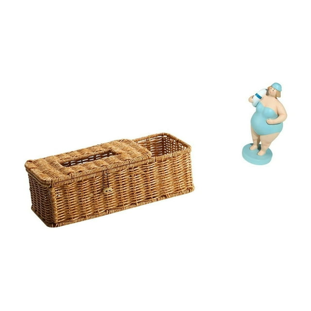 Caja de pañuelos con control remoto y muñeca de resina de mujer de playa, estatua de colección, adorno decorativo de mesa para dormitorio, habitación