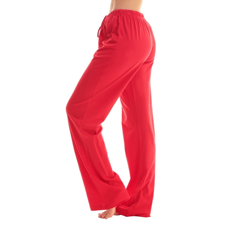 Just Love 100% Cotton Jersey Women Plaid Pajama Pants Sleepwear (Solid Red,  Small)