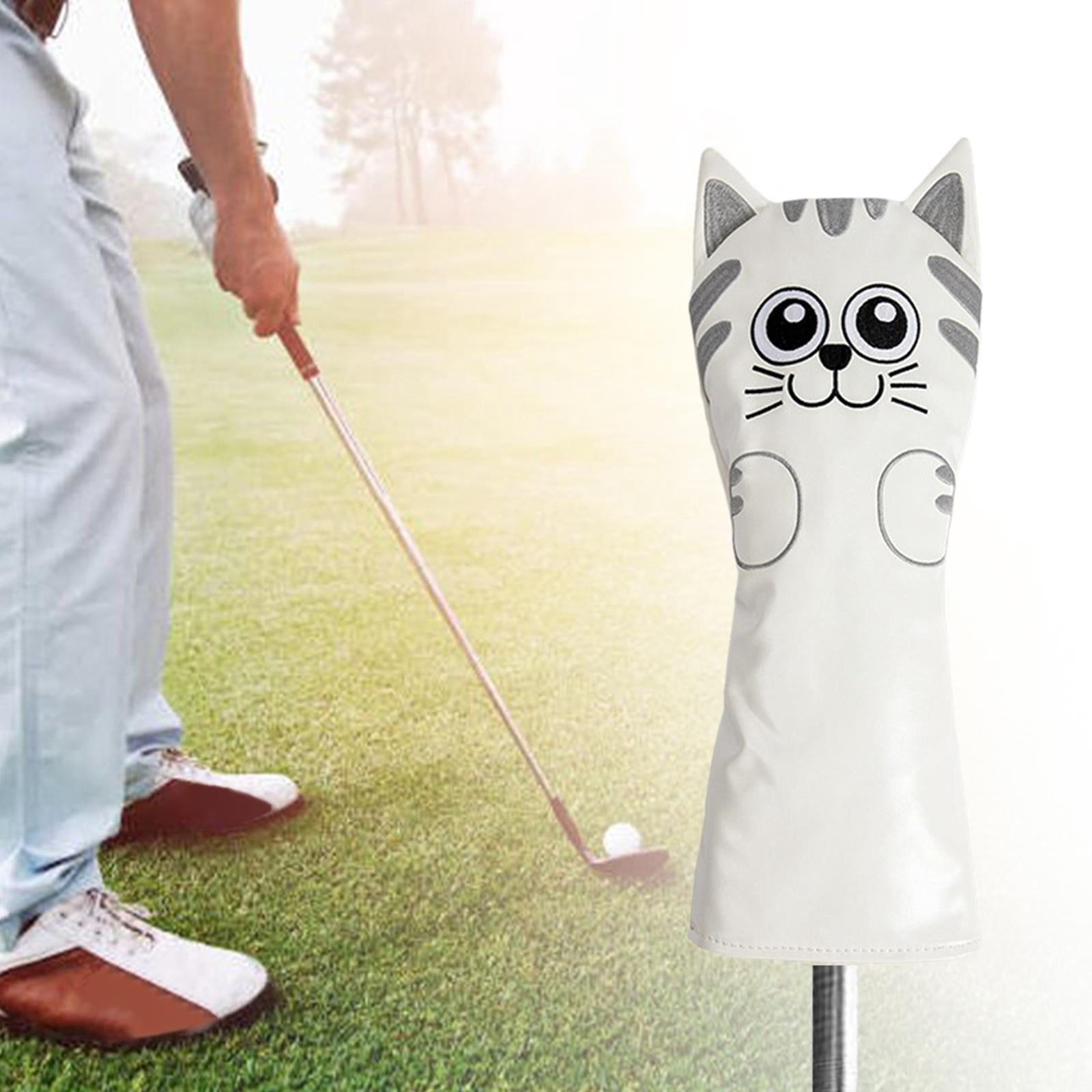 harayaa Golf Club Head Covers Mallet Putter Cat Pattern Accessories Putter Cue Headcover Driver White