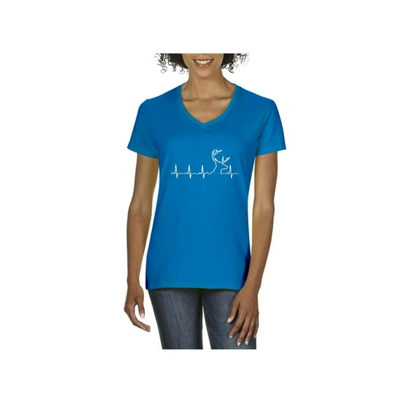 Women's T-Shirt V-Neck Short Sleeve - Deer Heartbeat