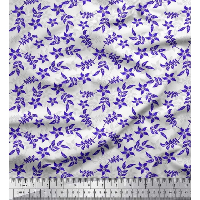 Soimoi Velvet Fabric Leaves & Floral Artistic Print Sewing Fabric Yard 58 Inch Wide