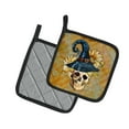 thumbnail image 2 of Caroline's Treasures Day of the Dead Witch Skull Pair of Pot Holders, 2 of 3