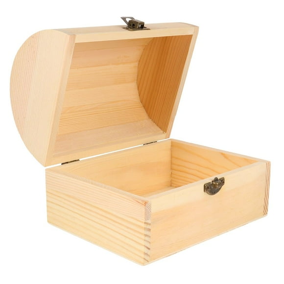LOVEVER Box Wooden Chest Treasure Wood Boxes Unfinished Gift Jewelry Craft Pirate Case Keepsake Small Kids Party Plain Diy