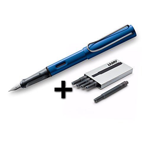 Lamy Al Star Fountain Pen 28f Ocean Blue 5 Black Ink Cartridges Walmart Com Walmart Com