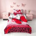 thumbnail image 2 of Homewish Red Butterfly Twin Duvet Cover, Bling Cheeetah Print Twin Bedding for Girls, Polka Dots Reversible, 2pcs 1 Duvet Cover and 1 Pillowcase, 2 of 5
