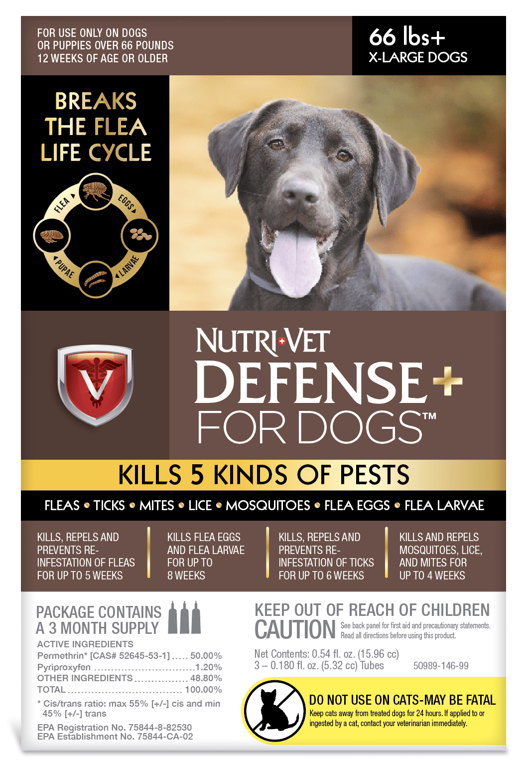 Nutri-Vet K9 Defense Plus for Dogs Flea & Tick and More Extra Large 66
