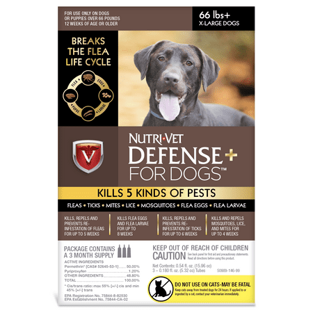 Nutri-Vet K9 Defense Plus for Dogs Flea & Tick and More Extra Large 66 Pounds and