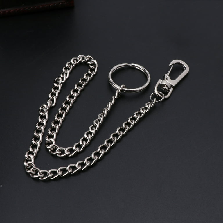 Anezus 2pcs Chain Belt Set, Wallet Chain, Pants Chain, Pocket Chain with Keyring for Pants Belt Jeans Wallets and Keys (16” & 20”)