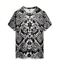 thumbnail image 4 of 3D T-shirt black snake pattern 3D printed men's T-shirt casual short-sleeved summer T-shirt cool hip-hop rock style fun animal pattern loose large size, soft and comfortable breathable fabric, 4 of 5