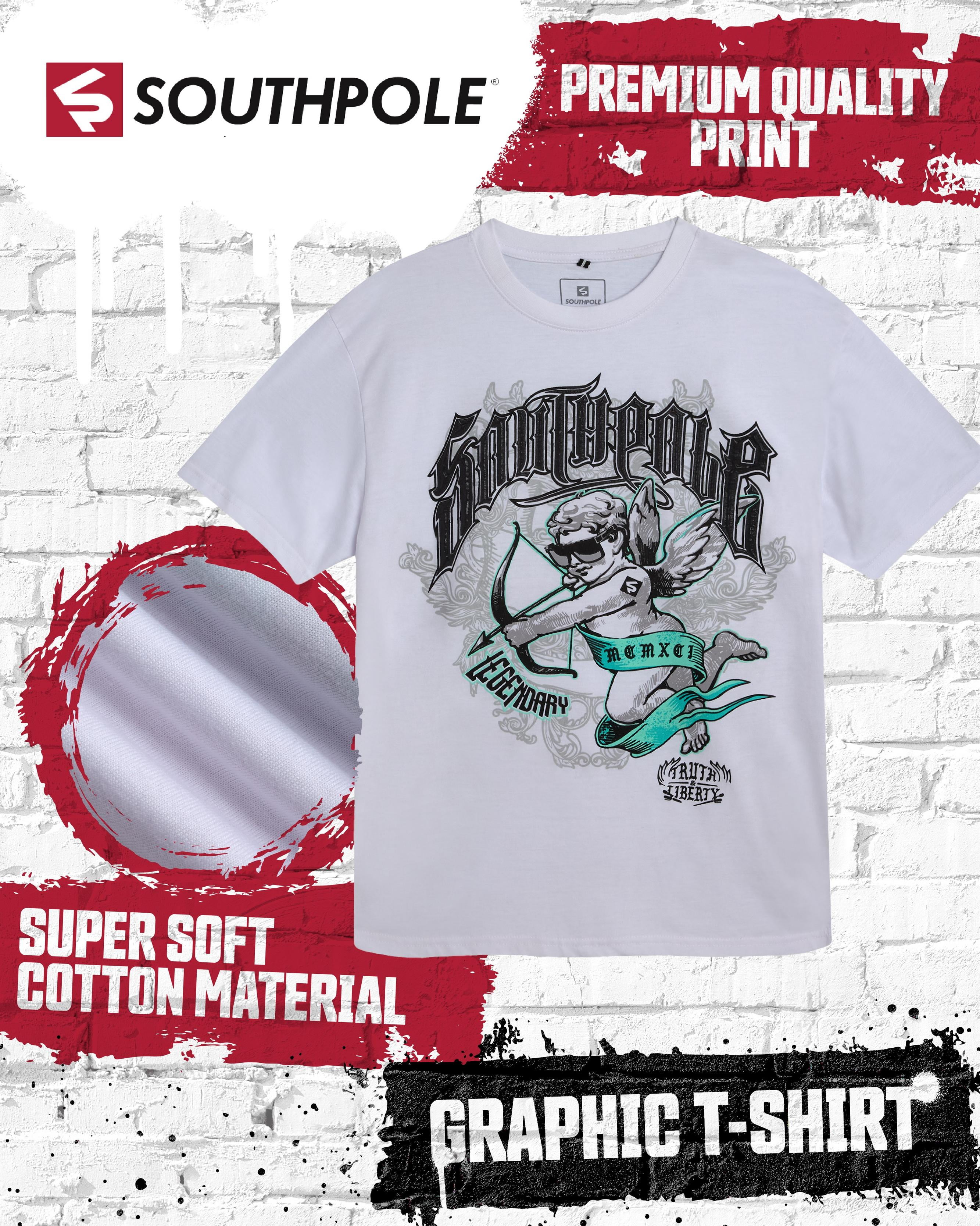 Southpole Mens Graphic Tee - Lightweight Cotton Blend Crewneck