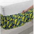 thumbnail image 2 of Retro Bed Skirt, Hawaiian Forest Pattern with Tropical Leaves and Flowers Exotic Island, Elastic Bedskirt Dust Ruffle Wrap Around for Bedding Decor, 4 Sizes, Yellow and Night Blue, by Ambesonne, 2 of 2