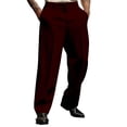 thumbnail image 2 of Mens Dress Pants Relaxed Fit Classic Flat Front Formal Business Casual Wrinkle Suit Pant Wine S, 2 of 5