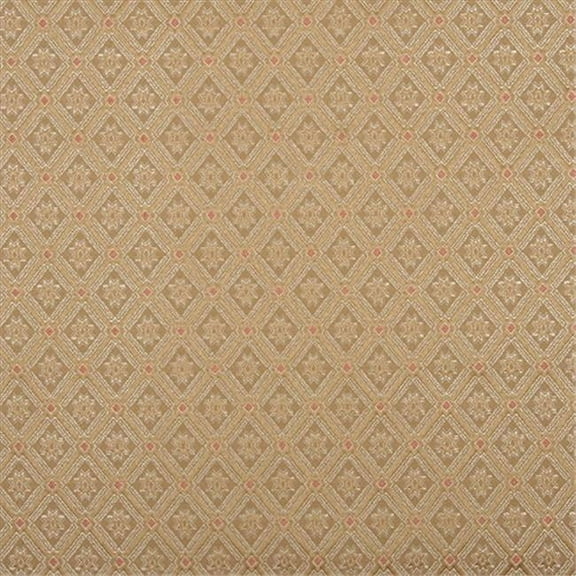 Designer Fabrics D138 54 in. Wide Gold- White And Red- Diamond Brocade Upholstery Fabric