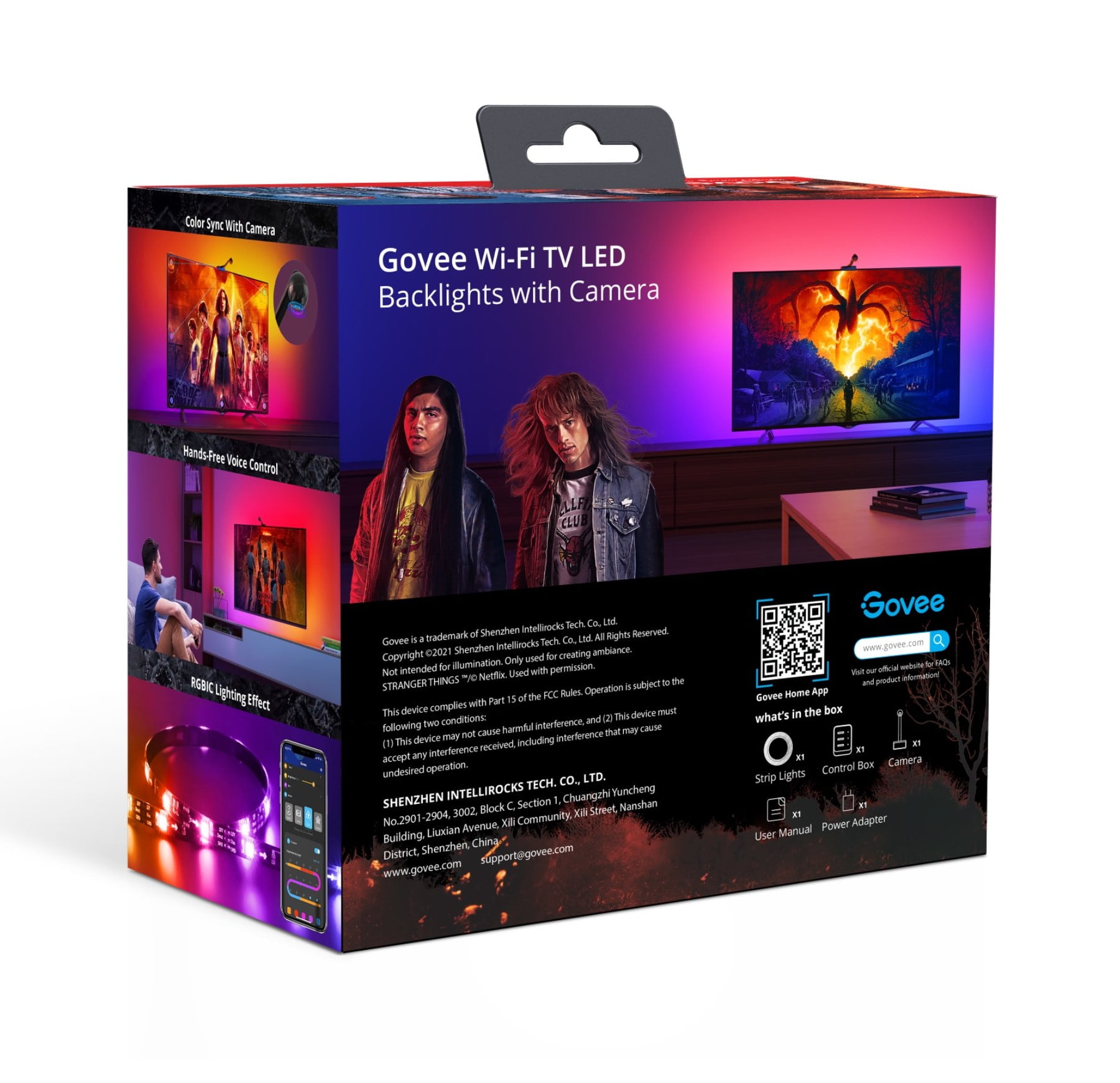 Govee Stranger Things indoor RGBIC LED TV Backlight with Camera 12.5FT for  55-65 inch TVs and PCs