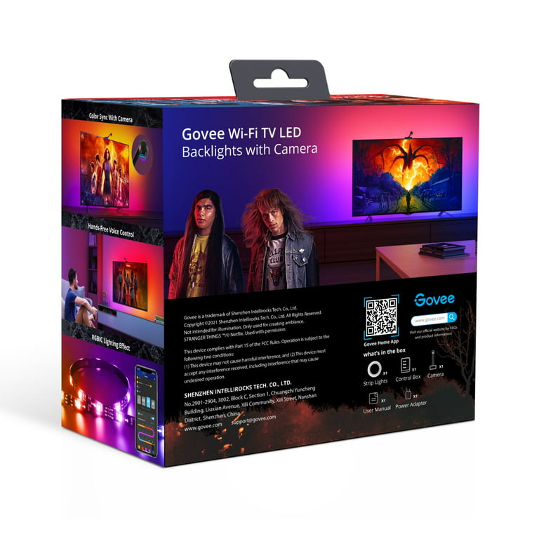 Govee Stranger Things indoor RGBIC LED TV Backlight with Camera 12.5FT for  55-65 inch TVs and PCs 