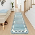 thumbnail image 5 of Wonnitar 2.6'x8' Scalloped Striped Hallway Runner Rug, Washable Kitchen Runner Rug, Soft Low Pile Blue Indoor Accent Rug for Entryway, Bathroom, Bedroom, Laundry, 5 of 7
