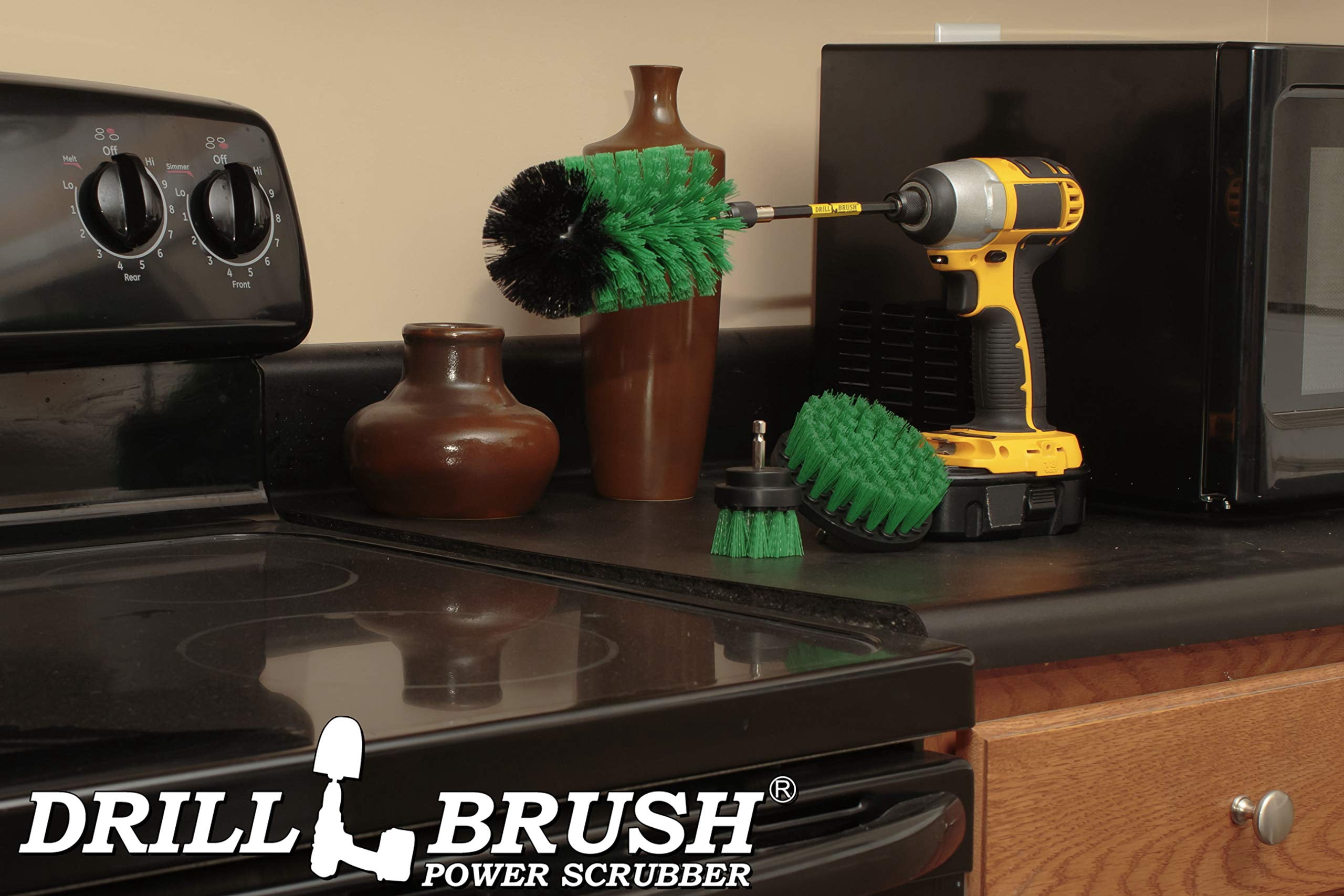 Kitchen Cleaning Supplies with Long Reach Extension - Oven Scrubbing Complete Kit - Microwave Cleaning Tools - Countertop Scrubber Brush Set - Fridge Cleaning and Scrubbing Tools - Kitchen Sink Brush