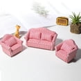 thumbnail image 3 of Sofá de casa de muñecas a escala 1/12, sillón, sofá de rayas rojas, juego de sofá navideño de 3 piezas Juego de sofás de 3 piezas, 3 of 9