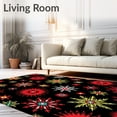 thumbnail image 2 of ODIKA 8'x10' Machine Washable Non-Slip Area Rug, Festive Holiday Motif Featuring Interlocking Snowflakes and Joyful Starbursts High Traffic Rug, Black, 745475, 2 of 7