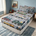 thumbnail image 3 of meiyoeat Vintage Steam Train Zipper Twin Comforter Sets with Fitted Sheet and 2 Pillowcases for Kids Boys, Retro Locomotive Car Zipper Bedding Set, Multicolor Gray, Blue ReversibleB, 3 of 6