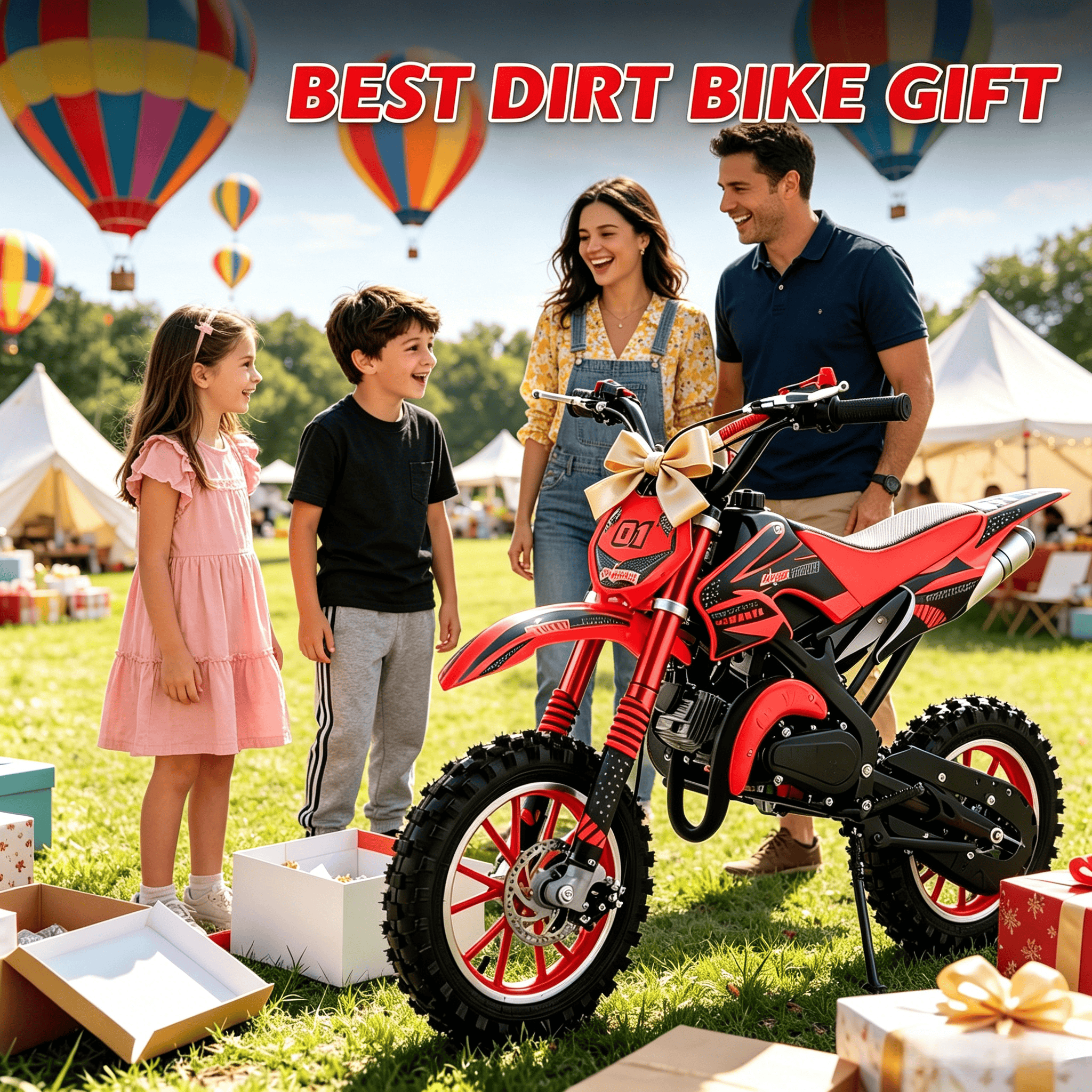 Ktoebyco 49cc Kids Dirt Bike, Gasoline Powered 2-Stroke Mini Motorcycle, 1-Seater, 1.5L Fuel Capacity, Red