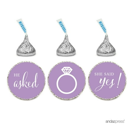 Lavender He Asked She Said Yes! Hershey´s Kisses Stickers, 216-Pack