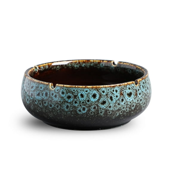 Qeeadeea Cigar Ashtrays For Men Luxury, Outside Ashtrays For Cigarettes For Patio, Ceramic Cigar Tray Cool Ashtrays-blue-15x15x5.5cm