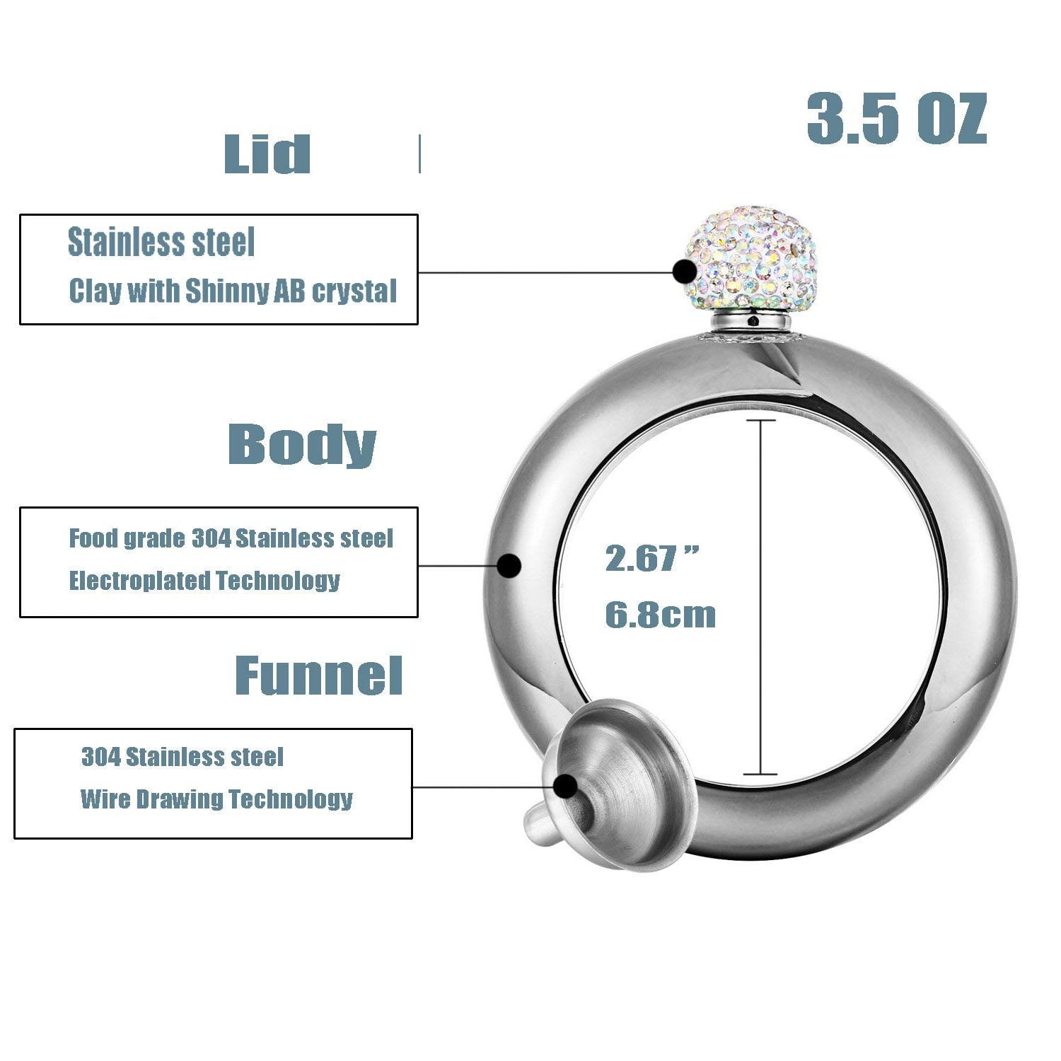 4oz Bracelet Bangle Flask Handmade Creative 304 Stainless Steel Wine Flask Gift for Women Girls Men Party Flask Hidden Liquor Flask Bracelet