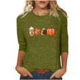 thumbnail image 1 of KIHOUT Hauts en Liquidation, Chemises à Manches 3/4 pour Femmes Blouse Imprimée Graphique d'Automne Col Rond T-shirts Décontractés Amples Chandails en Molleton Blouse, 1 of 4
