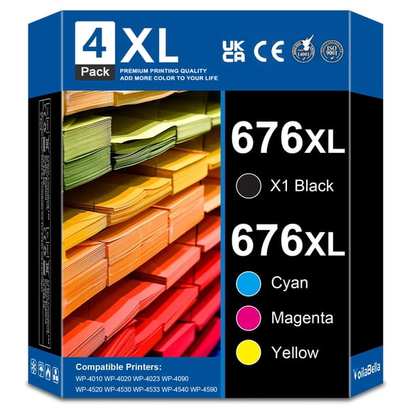 Cartuchos de tinta VoilaBella 676XL de alto rendimiento para impresora WP-4020
