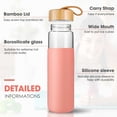 thumbnail image 2 of Botella de agua Yomious Glass de 750 ml con tapa y funda de bambú, 2 of 8