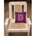 thumbnail image 2 of Letter D Chevron Yale Blue and Crimson Fabric Decorative Pillow, 2 of 2