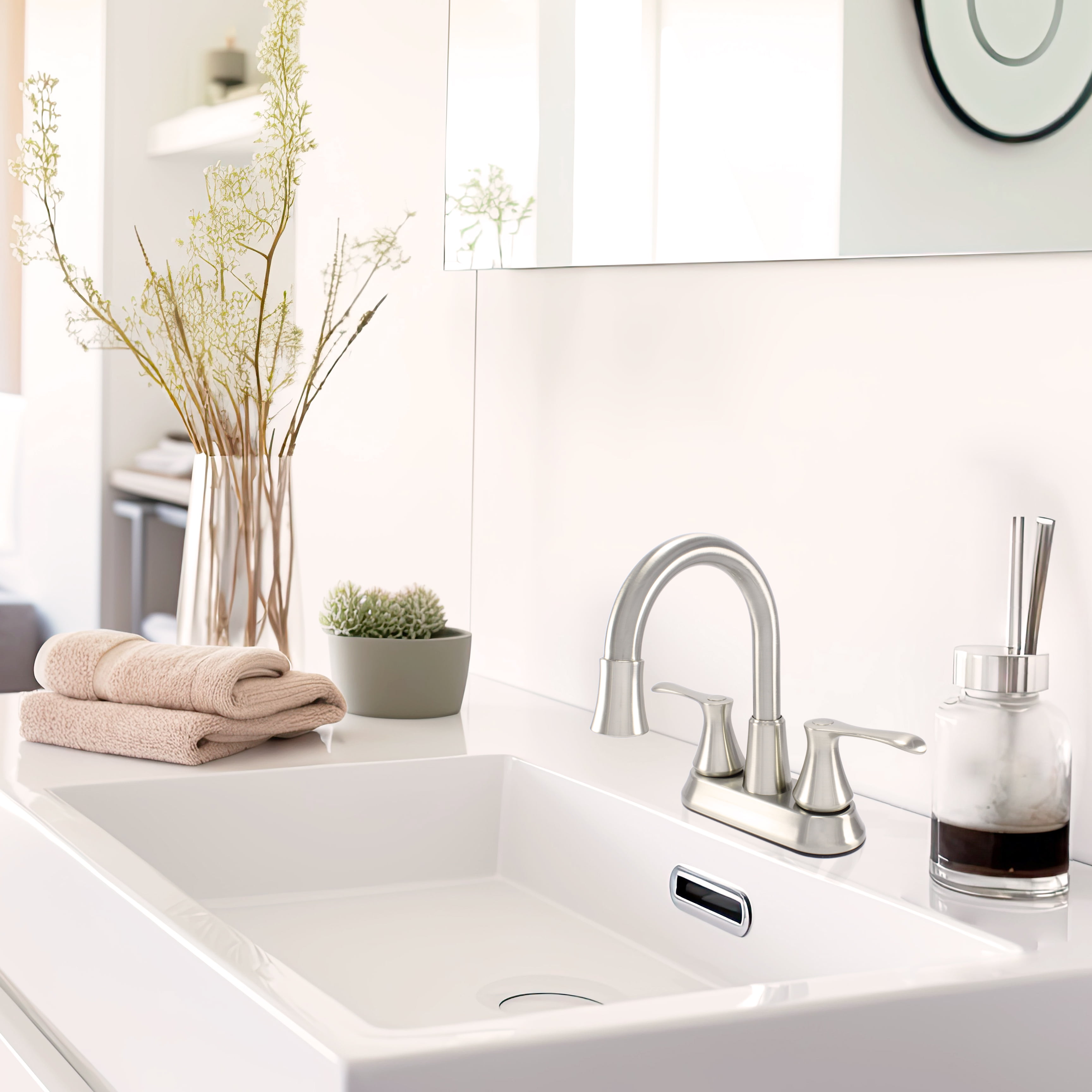 Wasserman 14167163 - Lavatory Bathroom Faucet with LED light with pop-up in Brushed Nickel