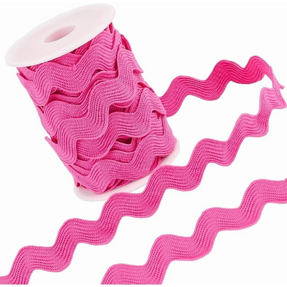 1 Inch RIC Rac 10 Yards Rick Rack Trim for Sewing Zig Zag Lace Wave Ribbon Wave Bending Fringe Lace Trim Hot Pink S Shaped Woven Fabric for DIY Crafts Wedding Party Gift Wrapping diy