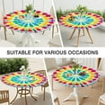 thumbnail image 7 of Colorful Rainbow Tie Dye Spiral Pattern Round Fitted Tablecloth with Elastic Edge,Dining Table Cover Waterproof,Outdoor Round Tablecloth for Camping,Dining,Indoor and Outdoor, 7 of 7