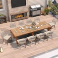 thumbnail image 1 of PURPLE LEAF 11 Pieces Modern Patio Dining Set, Rectangular Aluminum Outdoor Table and 10 All-Weather PE Rattan Chairs Set for Kitchen Porch and Garden, Deep Teak, 1 of 6