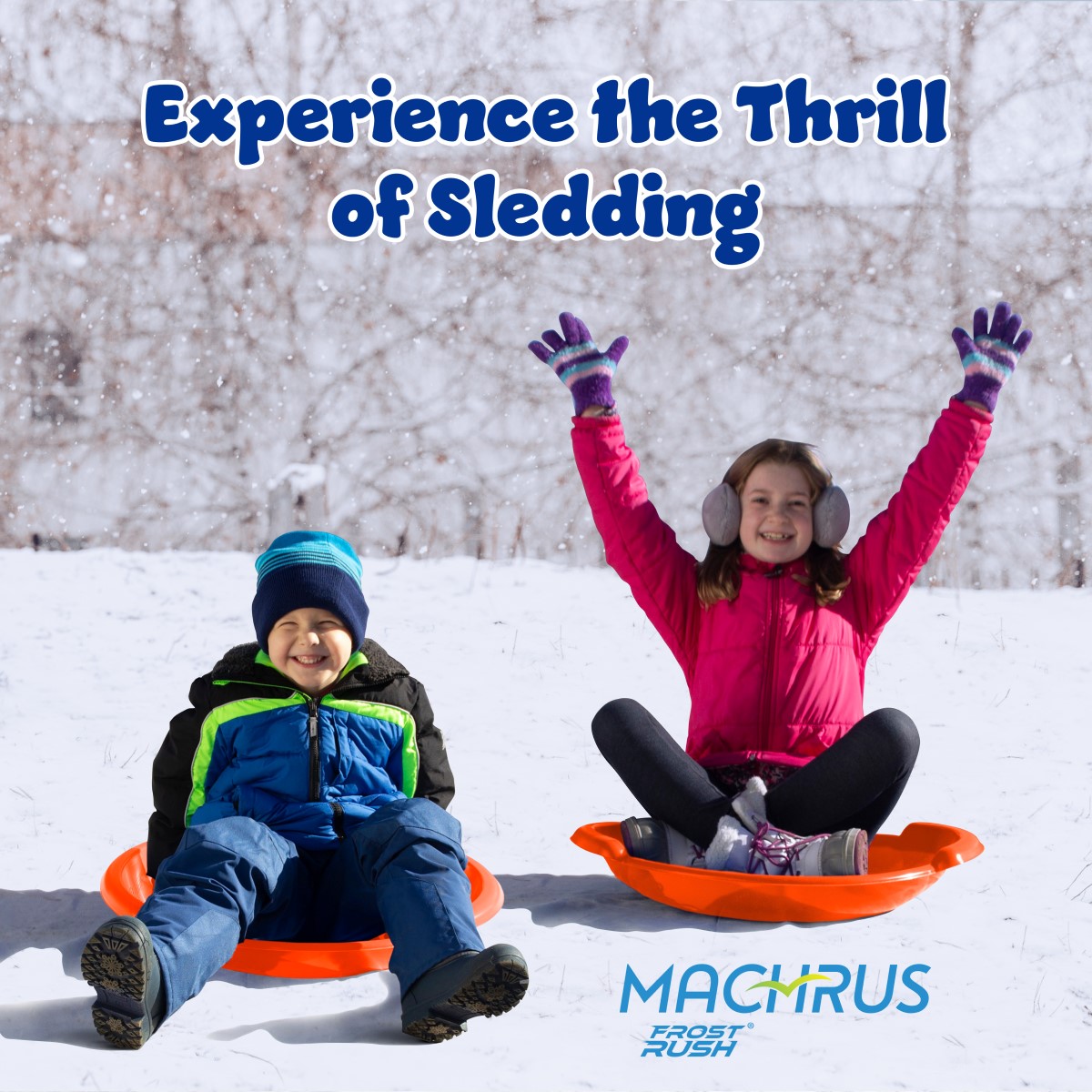 Machrus Frost Rush Spiral Snow Sled with Comfortable Handles - Large Saucer Winter Snow Sled with Handles for Kids and Adults