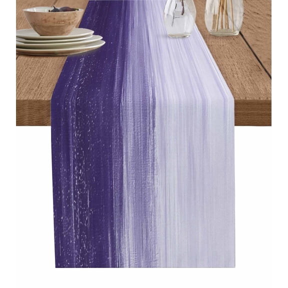 Purple Table Runner 72 Inches, Ombre Modern Oil Painting Aesthetics Abstract Art Bed Runner Dresser Scarves Tabletop for Indoor Outdoor Parties/Ceremony/Banquet, 16" x 72"
