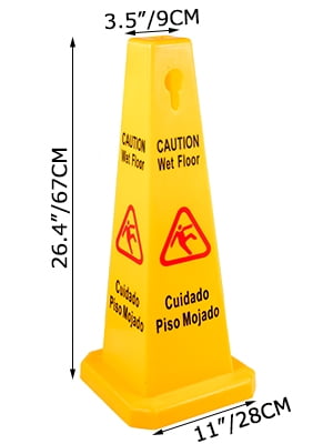 VEVOR 12 Pack Wet Floor Sign Caution Wet Floor Cone 2-Side Yellow Portable Signs 