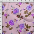 thumbnail image 3 of oneOone Cotton Cambric Fabric Watercolor Leaves & Peony Floral Decor Fabric Printed BTY 56 Inch Wide, 3 of 4